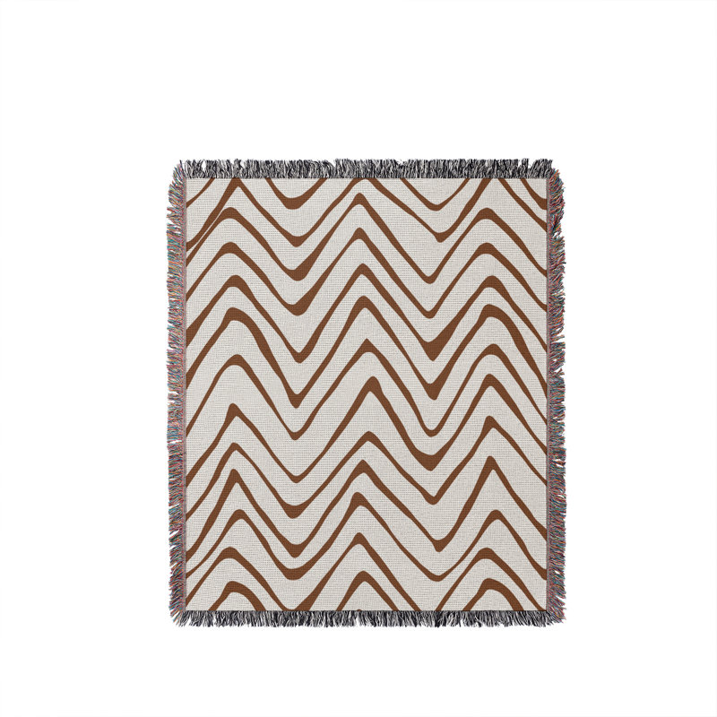 Jeté en coton Zig Zagg, Brun rouille, 60 x 60