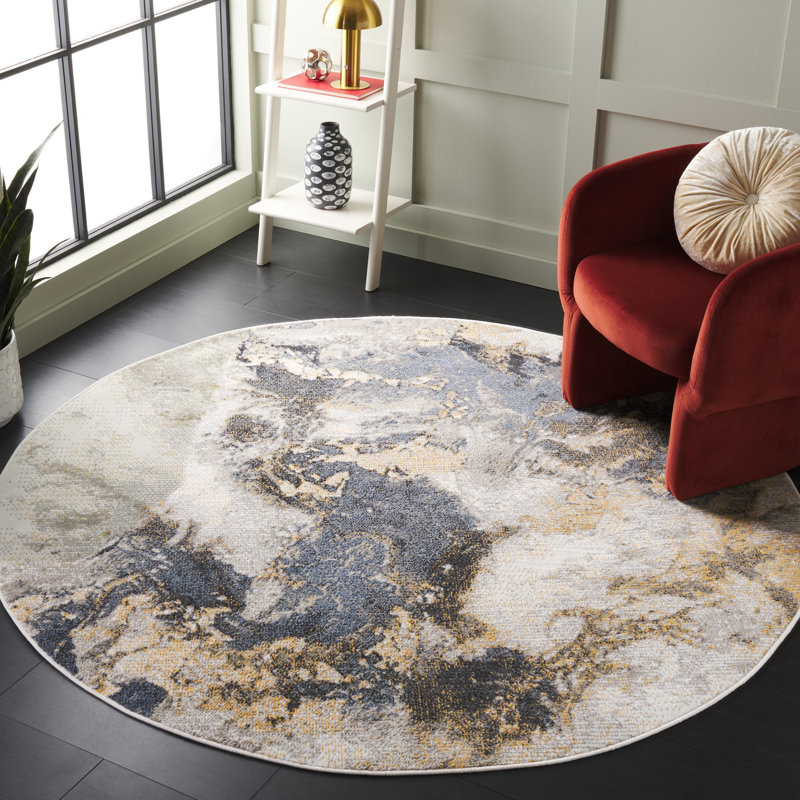 Pyramid Performance Abstract Rug, Round 6'7"
