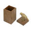 Grande boîte de rangement en bois 4 x 4 x 12 po avec finition en placage de frêne et sculpture en or ludique
