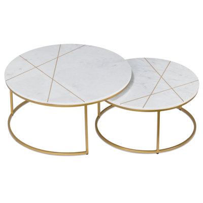 Puzel Marble Top Nesting Coffee Table