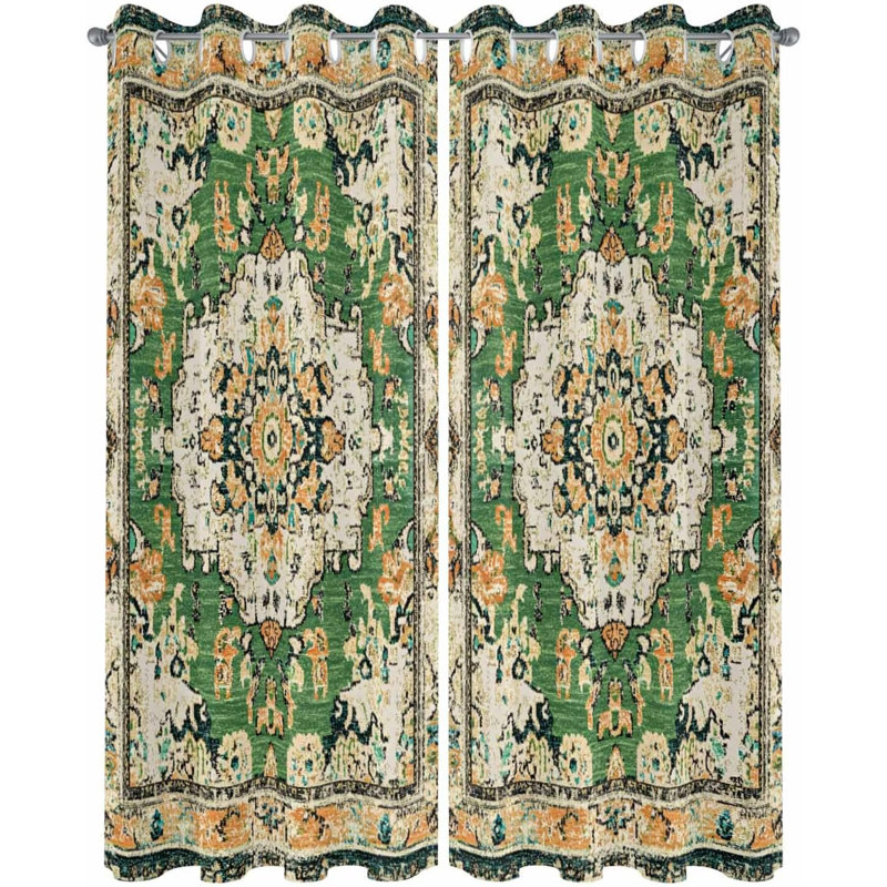 Rideaux extérieurs ombrés vert Boho
