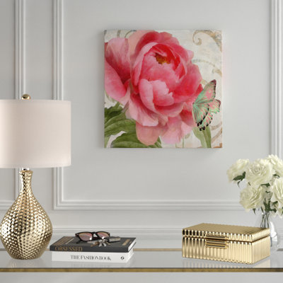« abricot pivoines ii », impression sur toile tendue