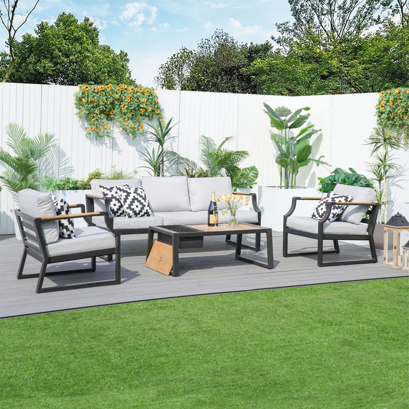 Betzaira 5 - Person Patio Conversation Set with Cushions