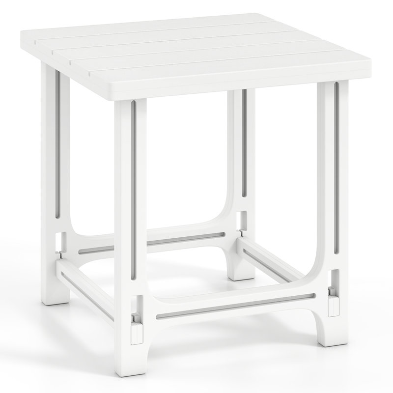 1 table d'appoint extérieure Adirondack de 18 po avec surface à lattes et assemblage à 0 vis pour porche blanc PCS, Blanc