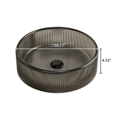 Lavabo de salle de bain en cristal 14 po sans robinet