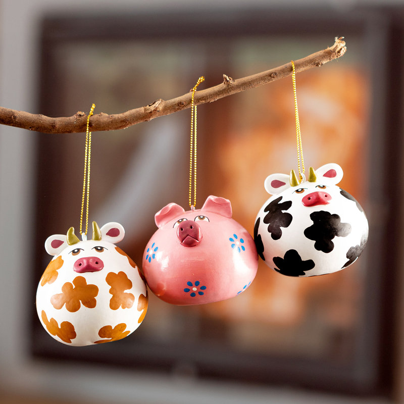 2.6'' Handmade Wood Hanging Figurine Ornament