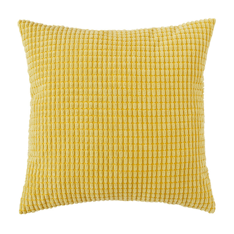 Coussin en velours côtelé doux, 18 po x 18 po, Jaune
