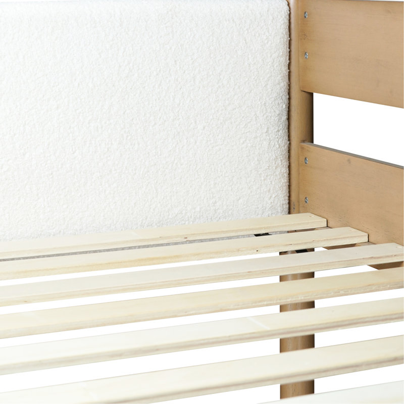 Lit mezzanine simple avec bureau et matériaux de construction - Tête de lit en molleton fiable avec rangement spacieux sous le lit