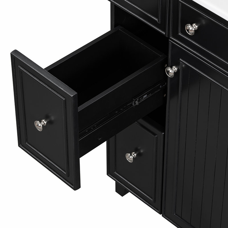 24'' Single Bathroom Vanity with Top, Black