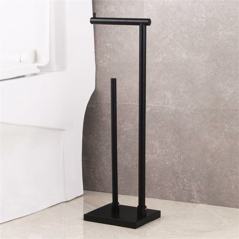 Vanpelt Free Standing Toilet Paper Holder, Black