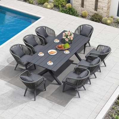 Ensemble repas d'extérieur pour 8 personnes avec coussins Purple Leaf