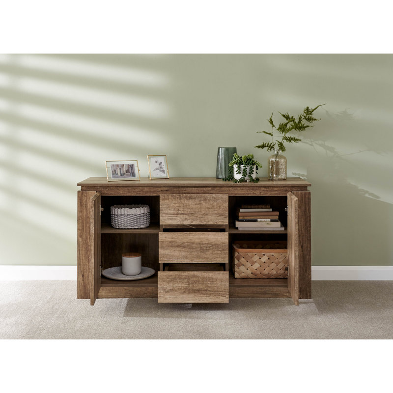 Allred 119 Cm Wide 3 Drawer Sideboard, Oak