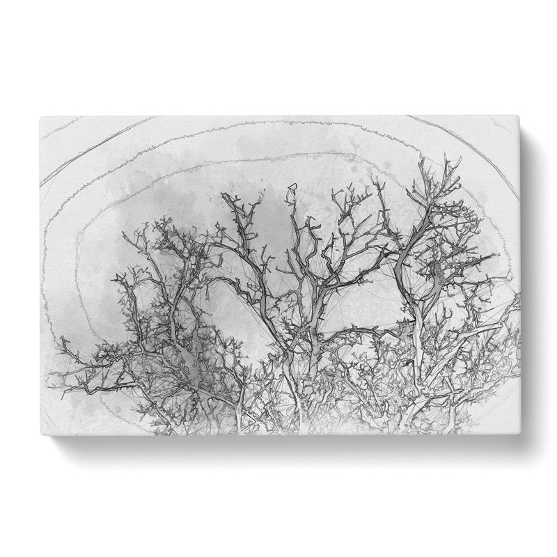 Bird In A Winter Tree In Abstract - Wrapped Canvas Print, 60cm H x 91cm W x 3cm D