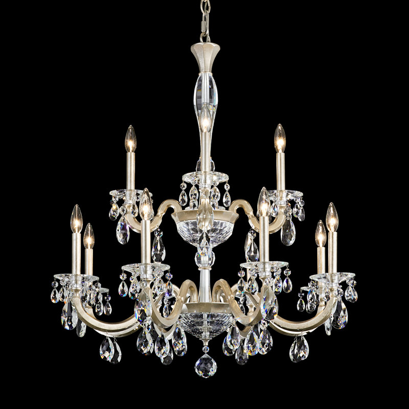 San Marco 12 - Light Chandelier, Antique Silver