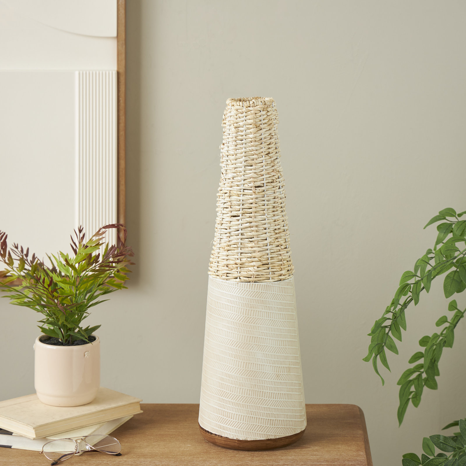 26.4'' Rattan Floor Vase, 22.3" H x 7" W x 7" D