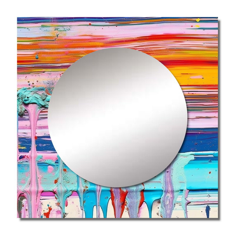 Elrond - Art mural miroir carré abstrait pour salle de bain, 23 po x 23 po