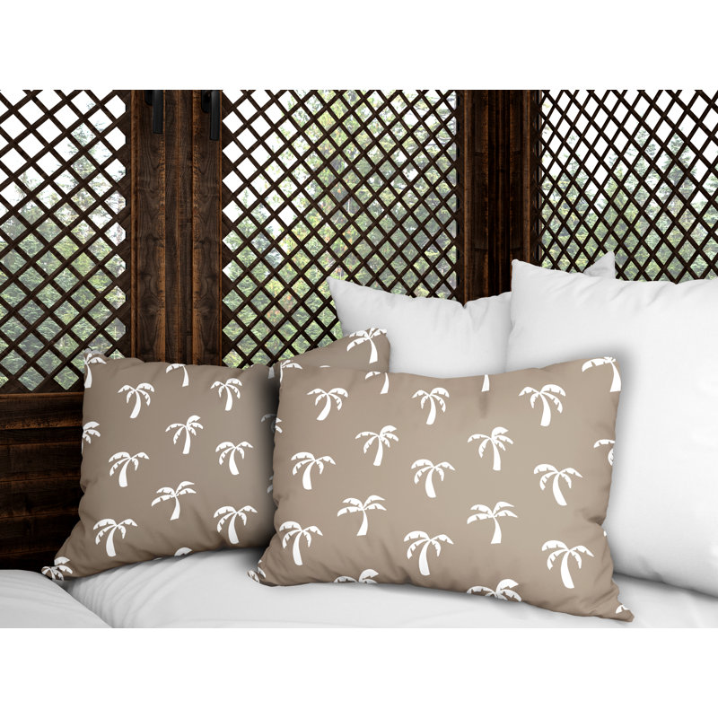 Floral Outdoor Reversible Throw Pillow, Beige