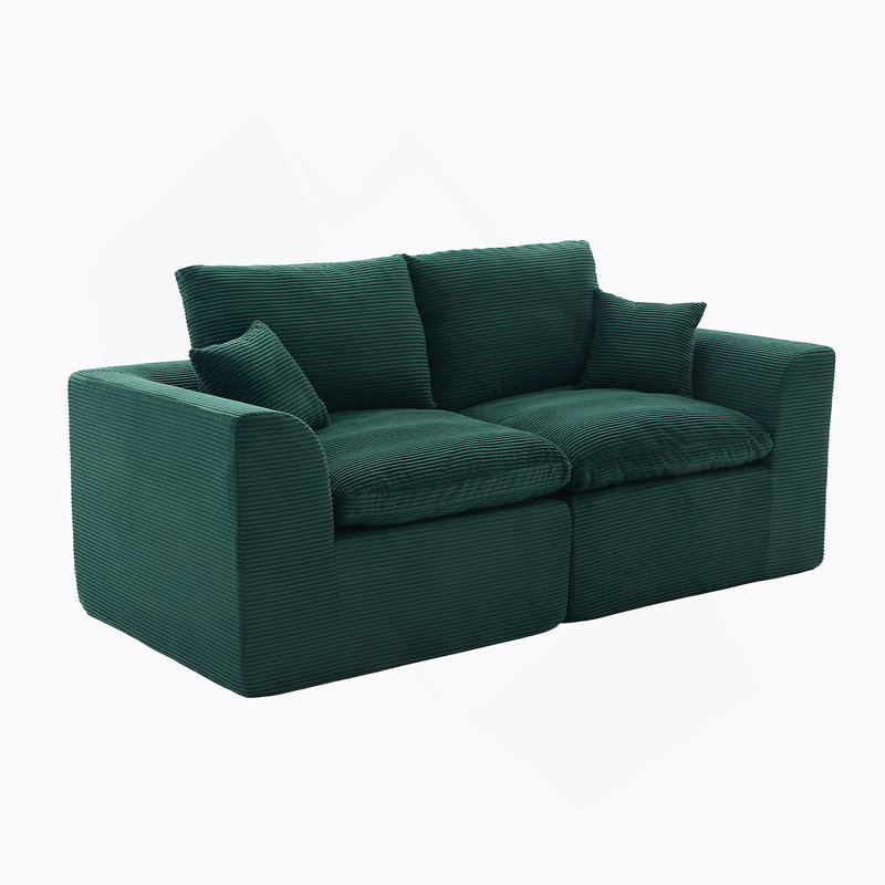 Canapé modulaire modulaire Cloud, canapé moderne Comfy Cloud, 2 places avec housses de coussin, Émeraude