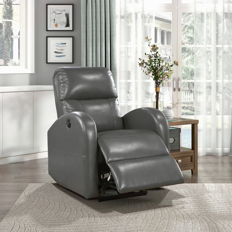 Fauteuil inclinable électrique 1pc recouvert de similicuir, Gris