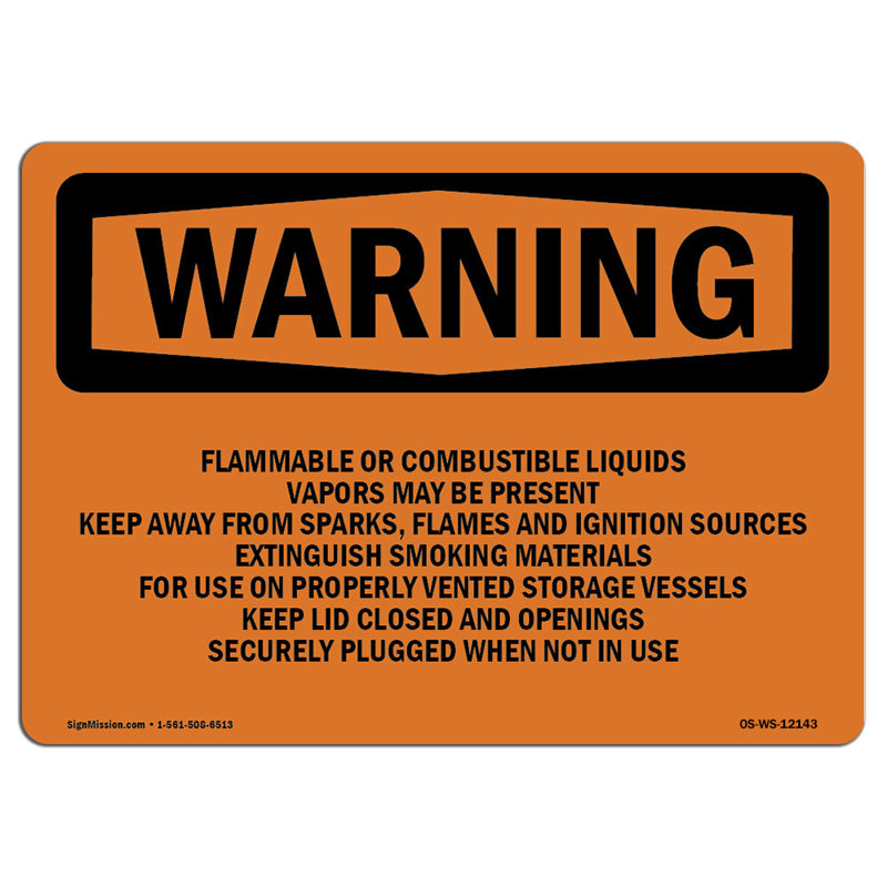 Plaque en aluminium pour vapeurs liquides ou combustibles inflammables 12 x 18, H 18 po x l 24 po x P 0,1 po