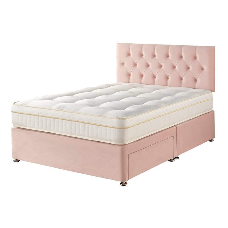 Orason Pocket Memory Divan Bed Set, Small Double (4'), Rose, No Drawers