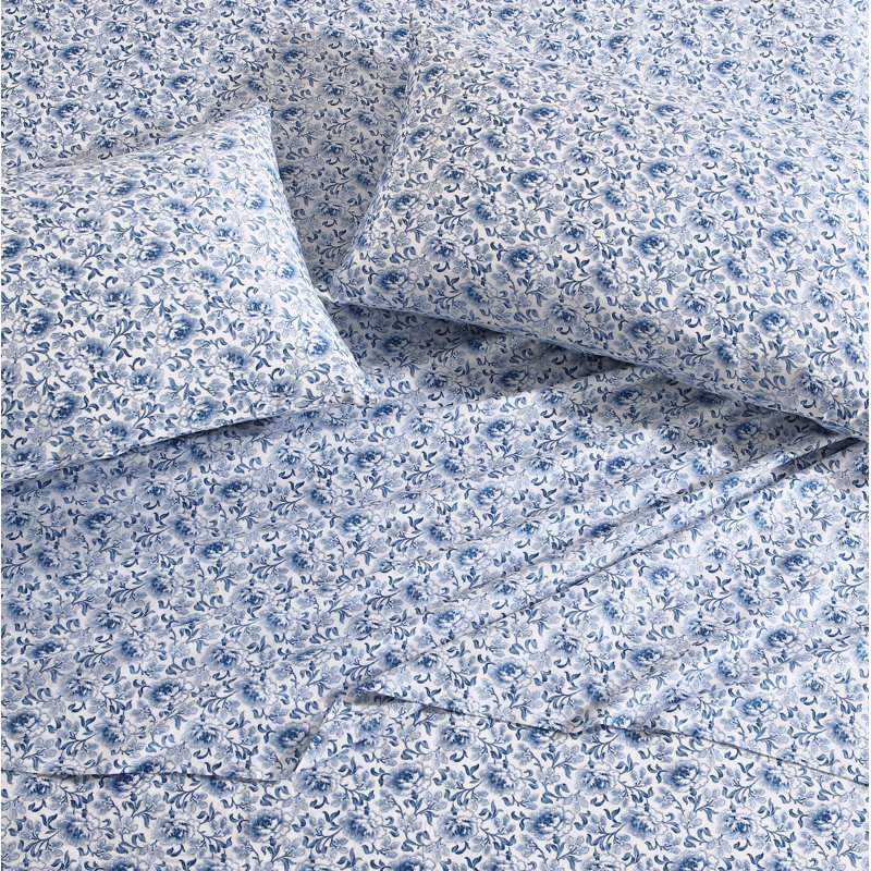 Ensemble de taies d'oreiller en satin de coton Laura Ashley, Lorelei Blue