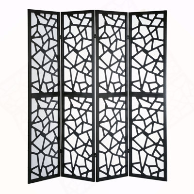 Giyano 4 Panel Screen Room Divider, Black