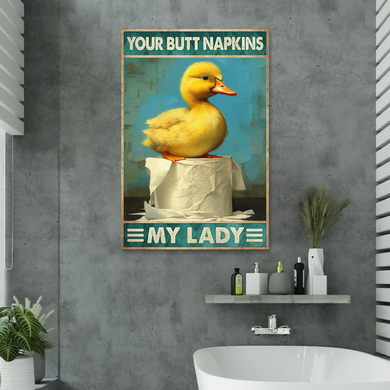 «Yellow Duck Your Buck Napkins My Lady 1 - 1 pièce», reproduction d'art graphique sur toile tendue
