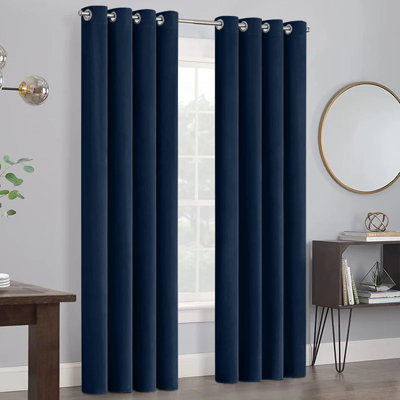 Myron Heavy Crushed Velvet Eyelet Room Darkening Thermal Drape Curtains