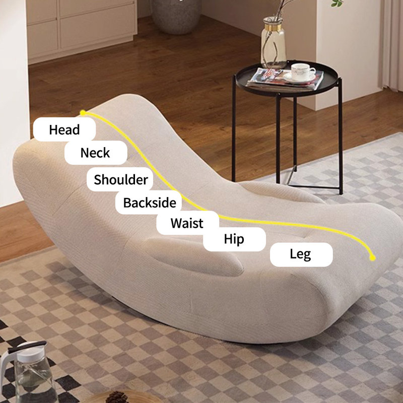 Chaise berçante ergonomique en forme de croissant, Gris