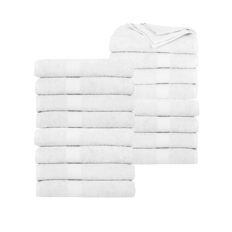 Ensemble de serviettes 100% coton super doux et absorbant Como, Blanc, Serviettes de bain - paquet de 16