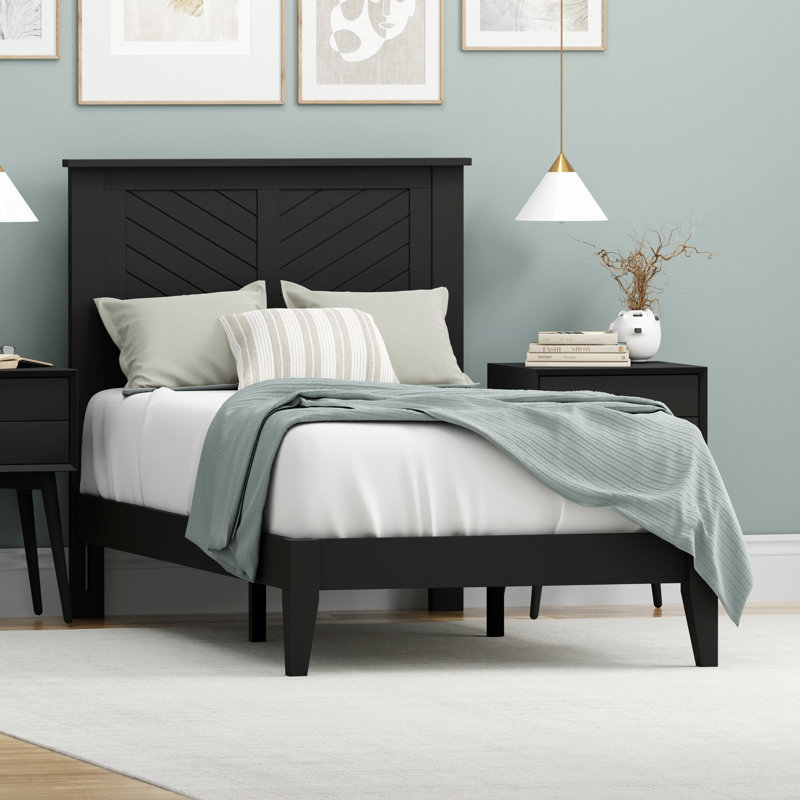 Palmdale Solid Wood Platform Bed, Twin, Black