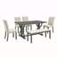 Ensemble de table de salle à manger 6 pièces, 6 pieds, 4 chaises rembourrées et 1 banc pour la salle à manger et la cuisine-972893696-972893698