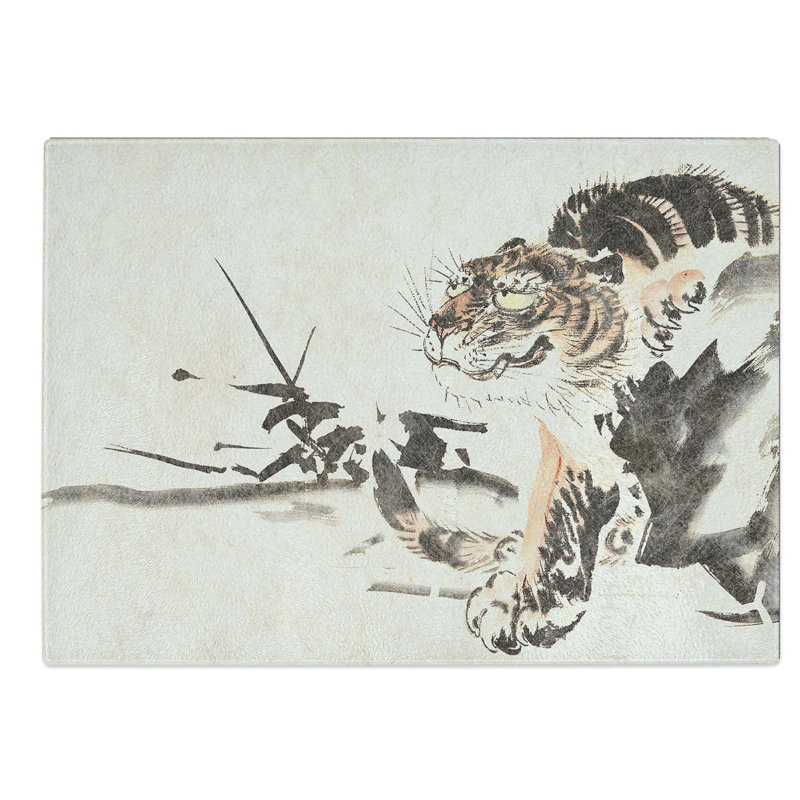 Glass Hidden Tiger by Kawanabe Kyosai Chopping Board, 28.5 cm W x 20 cm L