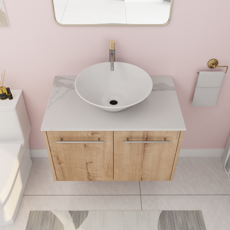 Ensemble de meuble-lavabo mural simple 29,56 po avec plateau en céramique Maxis