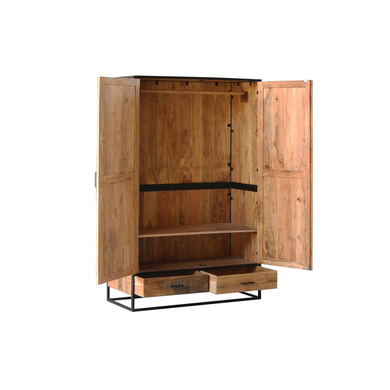 Cumby 2 Door Solid Wood Wardrobe, Natural