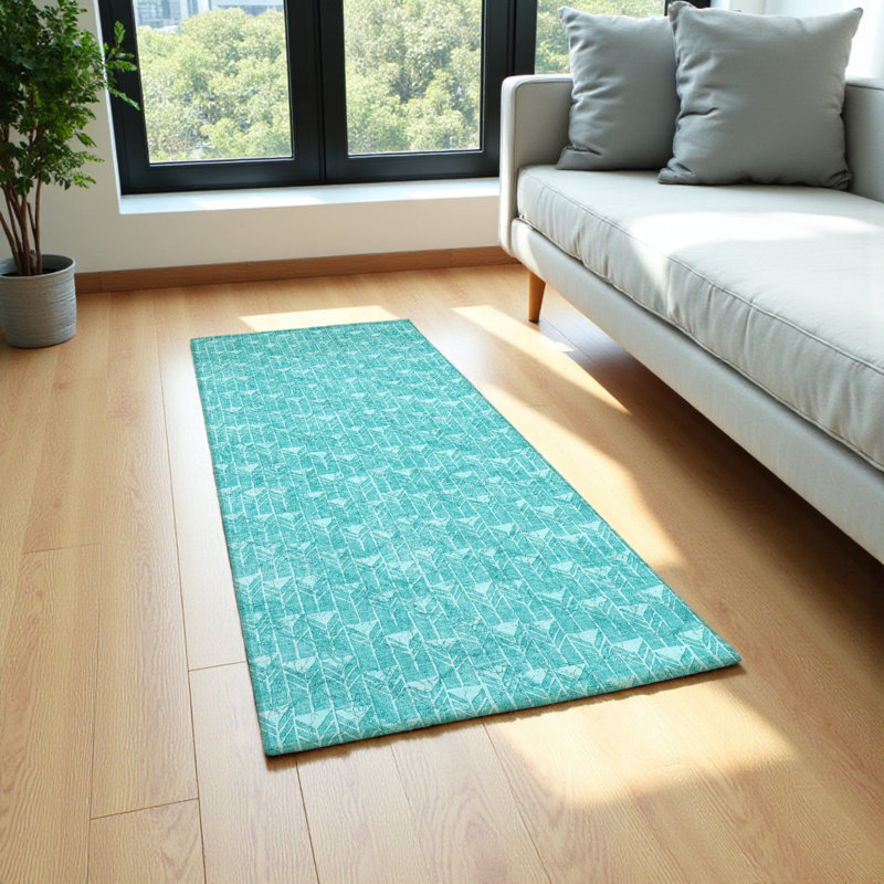 Tapis turquoise lavable Nonskid, Rectangle 1 pi 8 po x 2 pi 6 po