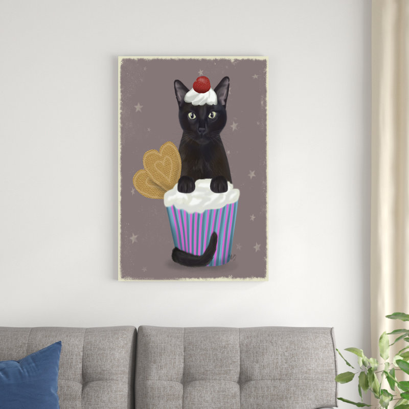 Petit chat noir, H 36 po x l 24 po x P 1,25 po