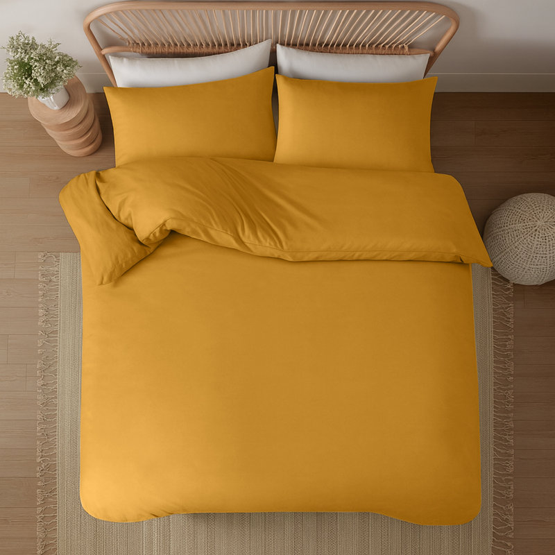 Aspire Homeware Hotel Quality 3 Piece Dyed Duvet Bedding Set with Pillowcases for Soft and Elegant Sleep, Mustard/Ocher