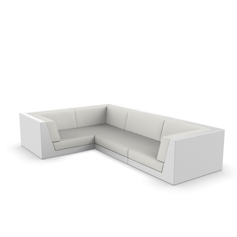 Pixel 119.25" Wide Outdoor U-Shaped Patio Sectional with Cushions, Nautical Taupe, White