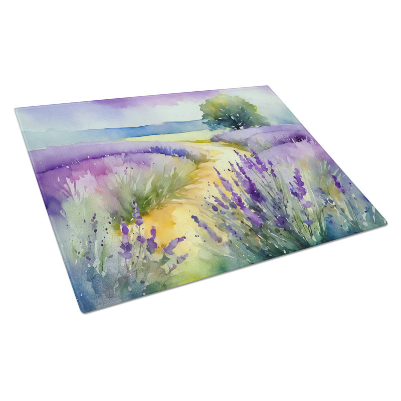 Lavande dans une grande planche à découper en verre aquarelle