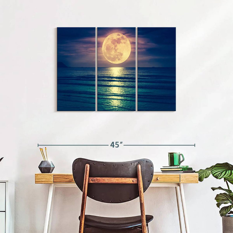 «Lune jaune» 3 pièces, H 24 po x l 38 po x P 1,25 po