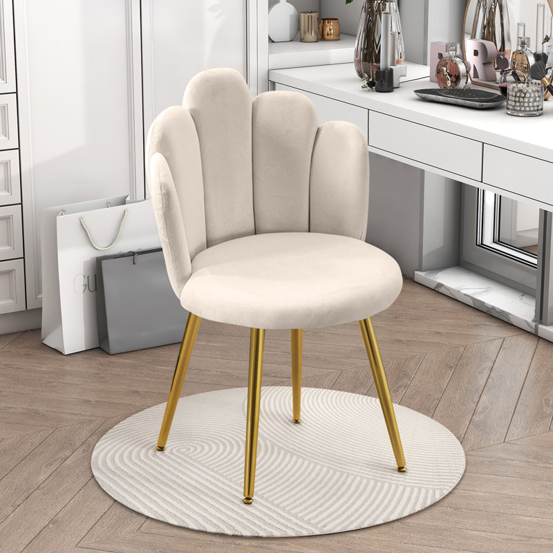 Fauteuil de maquillage Latara, Velours beige