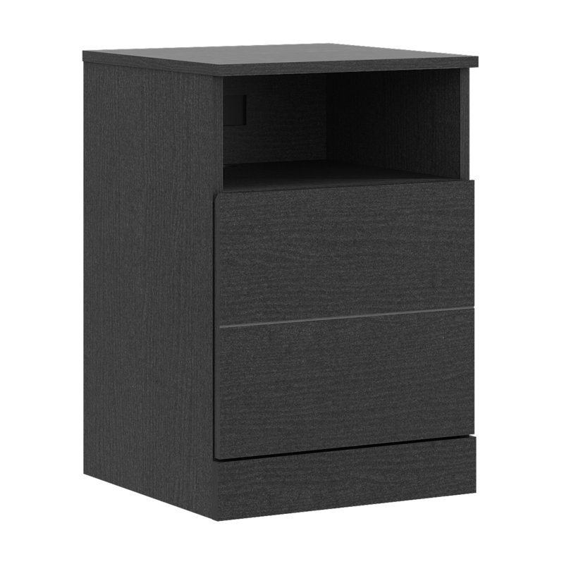 Table de bout à 2 tiroirs de 23,5 po de hauteur Trudis, Chêne noir