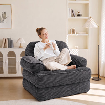 Canapé à billes en velours côtelé 35,43 pouces, canapé-lit pliant avec accoudoirs et coussins, lit pliant portatif convertible 2-en-1 pour chambre de salle de jeux