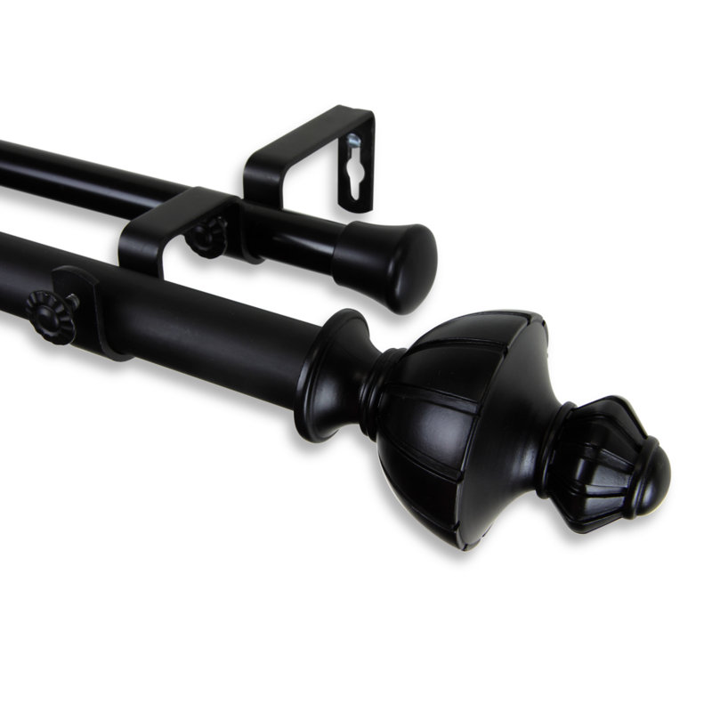 Tringle à rideaux double Mohler, l 120 po à 170 po, Noir