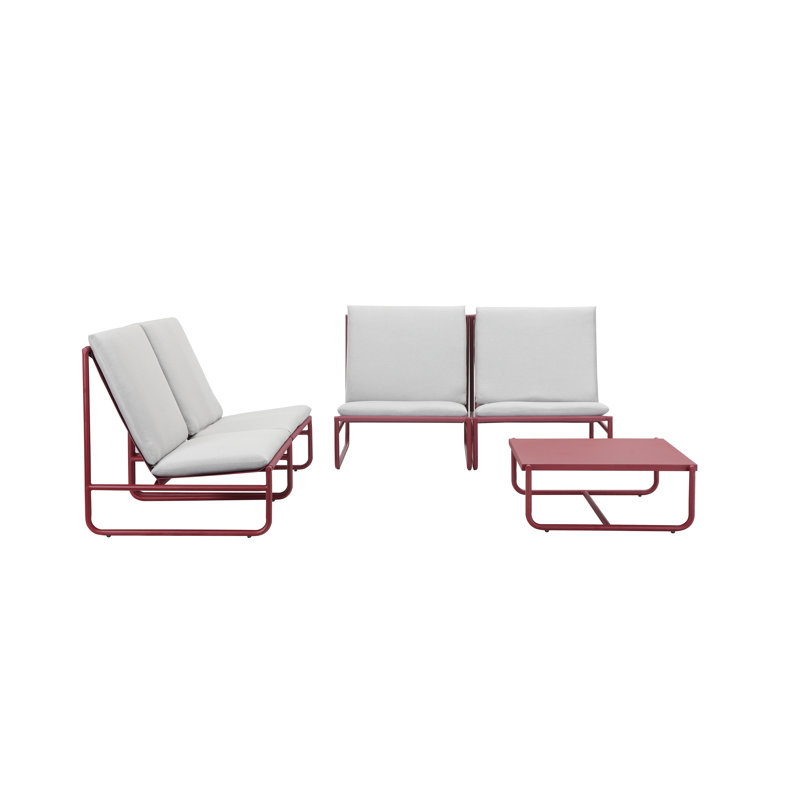 Sean 5 Piece Sofa Set, Red, Red