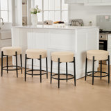 Modern Dining Chair Set, 23.6" Counter Height Stools with Round Soft Padded Boucle Backless Seat