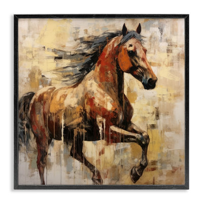 Az-080-Framed " Modern Brown Horse " by Irena Orlov