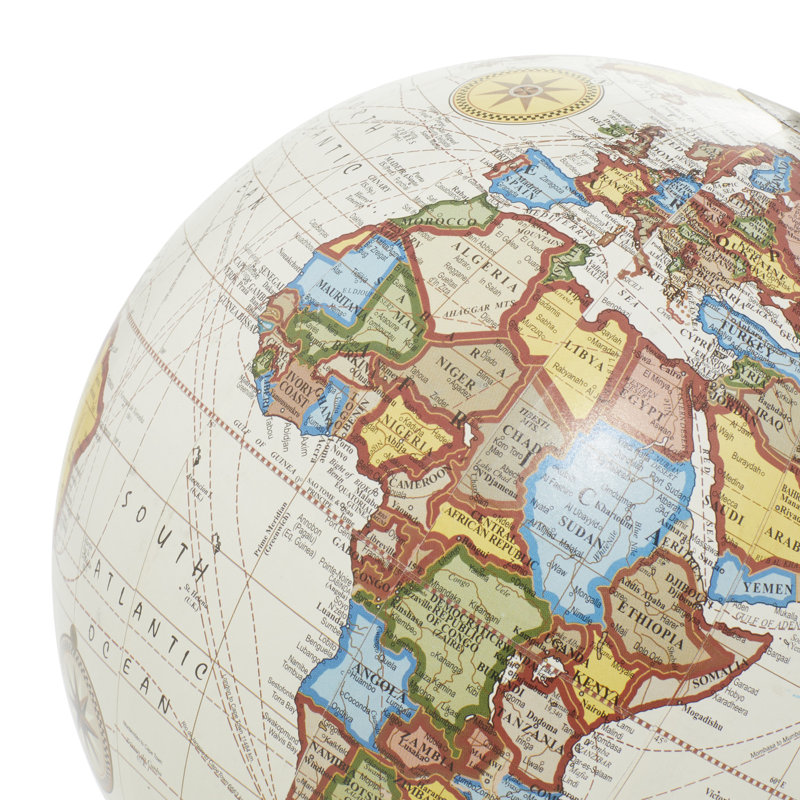 Mango Wood Educational/Geographic Earth White Globe